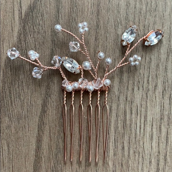 Two Sarah Walsh Bridal Rose Gold Hair Pins - Picture 3 of 3